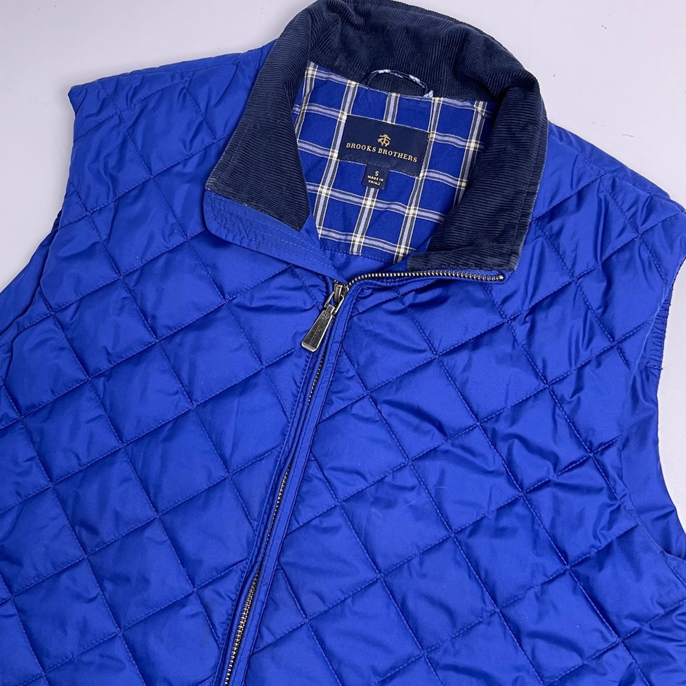 Brooks Brothers Men's Small Blue Quilted Vest Thermore Insulated Full Zip